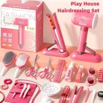 Girls Beauty Salon Set pretend play Hairdresser Toy Hair Cutting Kit With Hair Dryer Scissor Apron And Stylin Accessories 2