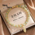 Natural Hetian Jasper Golden Branch Jade Leaves Bracelet Exquisite Sexy Young Girls Fashion Jewelry Best Selling Holiday Gift 3