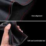 Micro Fiber Leather Hand Sewing Soft Car Steering Wheel Cover With Needles and Thread Diameter 38cm Auto Car Accessories 6