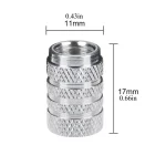DSYCAR 4Pcs Silver Car Tire Valve Stems Cap Knurling Style Tire Valve Cap Aluminum Tire Wheel Stem Air Valve Cap for US Schrader 2