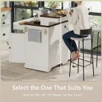 Rolling Kitchen Island with Power Outlets, 3 Drawers & 4 Door Shelves, Mobile Cart for Dining Room & Kitchen, White 5