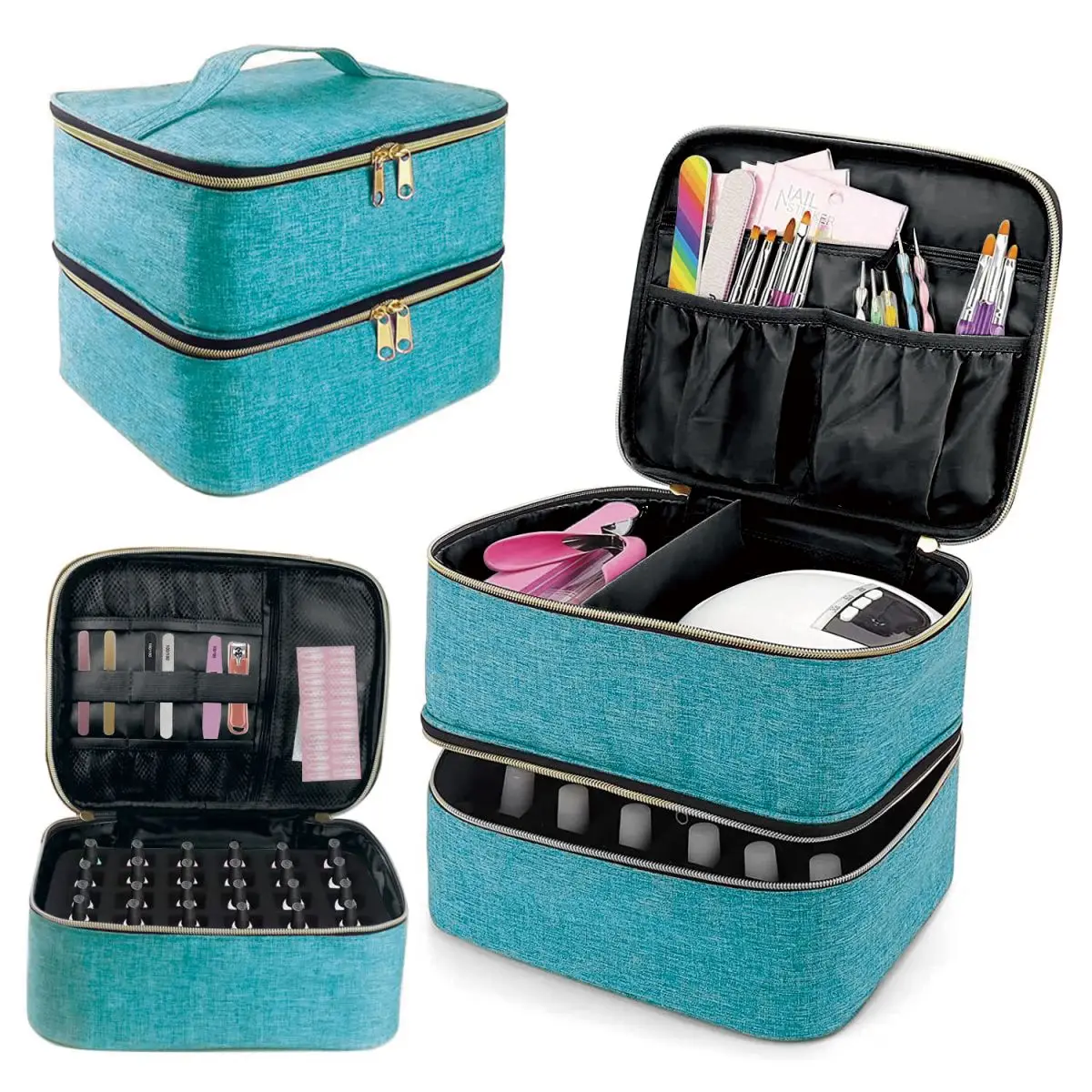 Nail Polish Organizer Handheld Double Layer CosmeticOrganizer Tote Bag For Girls And Women Nail Art, EssentialOil, Cosmetic Set Nail Polish Organizer Handheld Double Layer CosmeticOrganizer Tote Bag For Girls And Women Nail Art, EssentialOil, Cosmetic Set