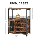 Vintage 3-Tier Wine Bar Cabinet With Adjustable Shelves & Glass Holders, Small Buffet Sideboard For Kitchen, Dining, Bar Storag 3