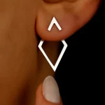 Retro Minimalist Geometric Square Detachable Triangles Stainless steel Stud Earrings for Women Fashion Jewelry Accessories Party 2