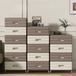 13.78 Inch Wide Drawer Storage Cabinet,3-6 Tier Rolling Mobile Organizer with Wheels,Gray/Brown Options for Living Room/Bedroom 2