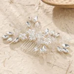 Fashion Crystal Flower Hair Combs Clips Bridal Wedding Hair Accessories for Women Bride Headpiece Hairpins Bridesmaid Jewelry 6