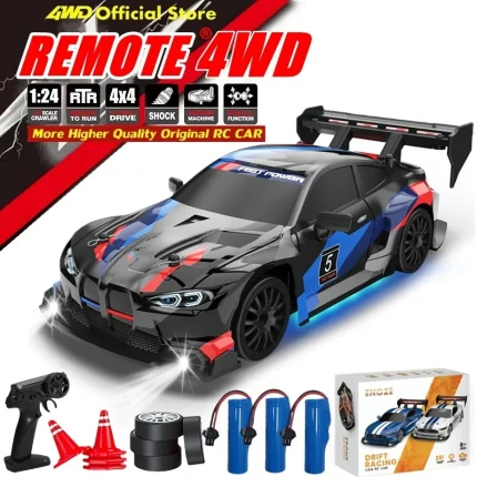 RC Drift Car 4WD Remote Control High Speed Racing Vehicle with LED Lights 2.4GHz Radio 4x4 Off-Road Truck Toy for Children Kids