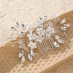Fashion Crystal Flower Hair Combs Clips Bridal Wedding Hair Accessories for Women Bride Headpiece Hairpins Bridesmaid Jewelry 3