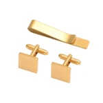 Men Cufflinks Tie Clip Set Stainless Steel 15mm Round and Square Blank Cufflinks With Tie Clip Set Men's Gift for Husband 5