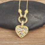 AIBEF Bohemian Heart Shape Colorful Rhinestone Pendant Women Copper CZ Necklace Jewelry Accessories Temperament Sweet Cute Gift 4