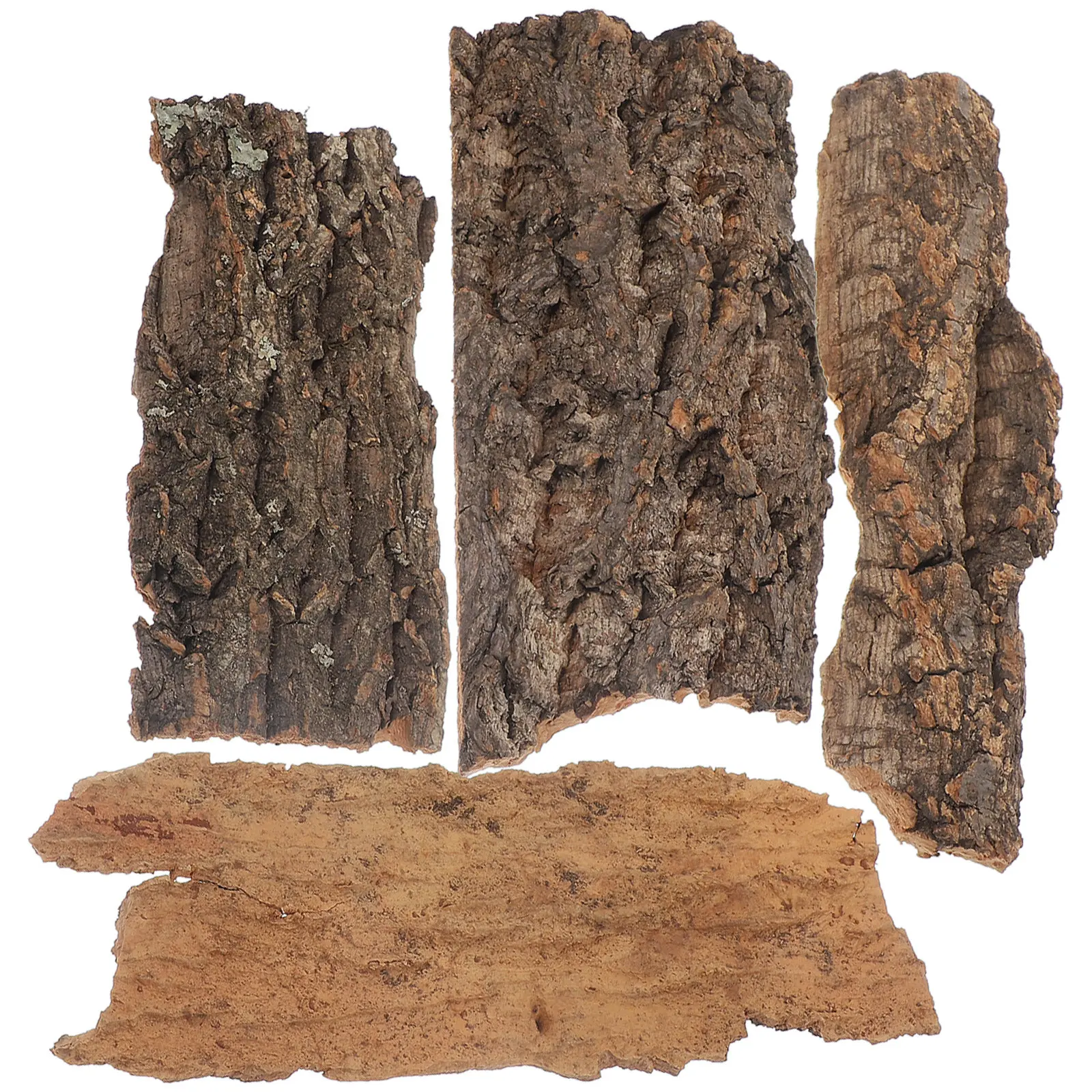 4Pcs Natural Cork Bark Flat Reptile Terrarium Background Decoration For Water Tank Pet Reptile Bark Climbing Tree Bark Decor 4Pcs Natural Cork Bark Flat Reptile Terrarium Background Decoration For Water Tank Pet Reptile Bark Climbing Tree Bark Decor