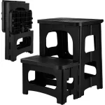 2-Step Folding Stool Plastic Steps Ladder Portable Bedside Step Stool Non-Slip Collapsible Stepstools For Kitchen Home Bathroom