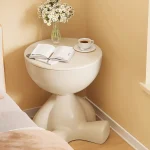 Bedside Table, Home Sofa Edge, Circular Coffee Table, Mini Bedside Table with Storage Space, Suitable for Small Space Decoration 6