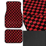 4pcs Floor Mats Checkered Front Rear Carpets Floor Mats Auto Interior Decorative Accessory Anti Slip Car Carpet Sets 6