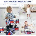 Mini Jazz Drum Set 6 Drums with Stool Musical Instruments Toy Birthday Gift for Beginners Boys Girls (with LED Light) 2
