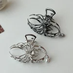 Gothic Spider Shaped Hair Claw Clip for Women Hollow Out Metal Imitation Pearl Shark Clips Charms Cool Girls Hair Accessories M 5