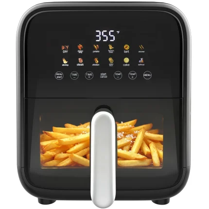 7.9QT Air Fryer with Window, 12-In-1 Large Air Fryer for Family, 1800W, Black
