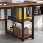 Tribesigns Two Person Desk with Bookshelf, 78.7 Computer Office Double Desk for Two Person, Rustic Writing Desk Workstation 5