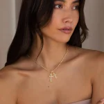 Cross Necklace K Gold/Silver Plated Double Cross Pendant Necklace Diamond Cross Link Chain Jewelry Religious Gifts for Women 3