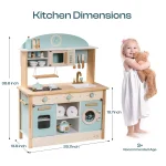 Robotime Robud Kitchen Washer Playset Play Kitchen Fridge Refrigerator Play Toy Oven Wooden Kitchen Playset for Kids Age 3+Blue 5
