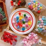 20Pcs Girls Colorful Plush Ball Elastic Hair Bands Kids Ponytail Ties Rubber Bands Headwear Hair Accessories Gift for Kids 4