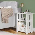 Small Bedside Table Sofa Side Table Living Room Cabinet Side End Coffee Tea Table Nightstand Storage Shelf for Bedroom Bedside 2