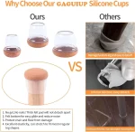 8PCS Table Chair Leg Protector Covers Silicon Furniture Floor Feet Cup Thick Felt Bottom Protector Feet Caps Reduce Noice 5