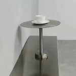 Wall Hanging Stainless Steel Small Round Table Modern Milk Tea Shop Cafe Table Simple Against The Wall Space Saving Table 3