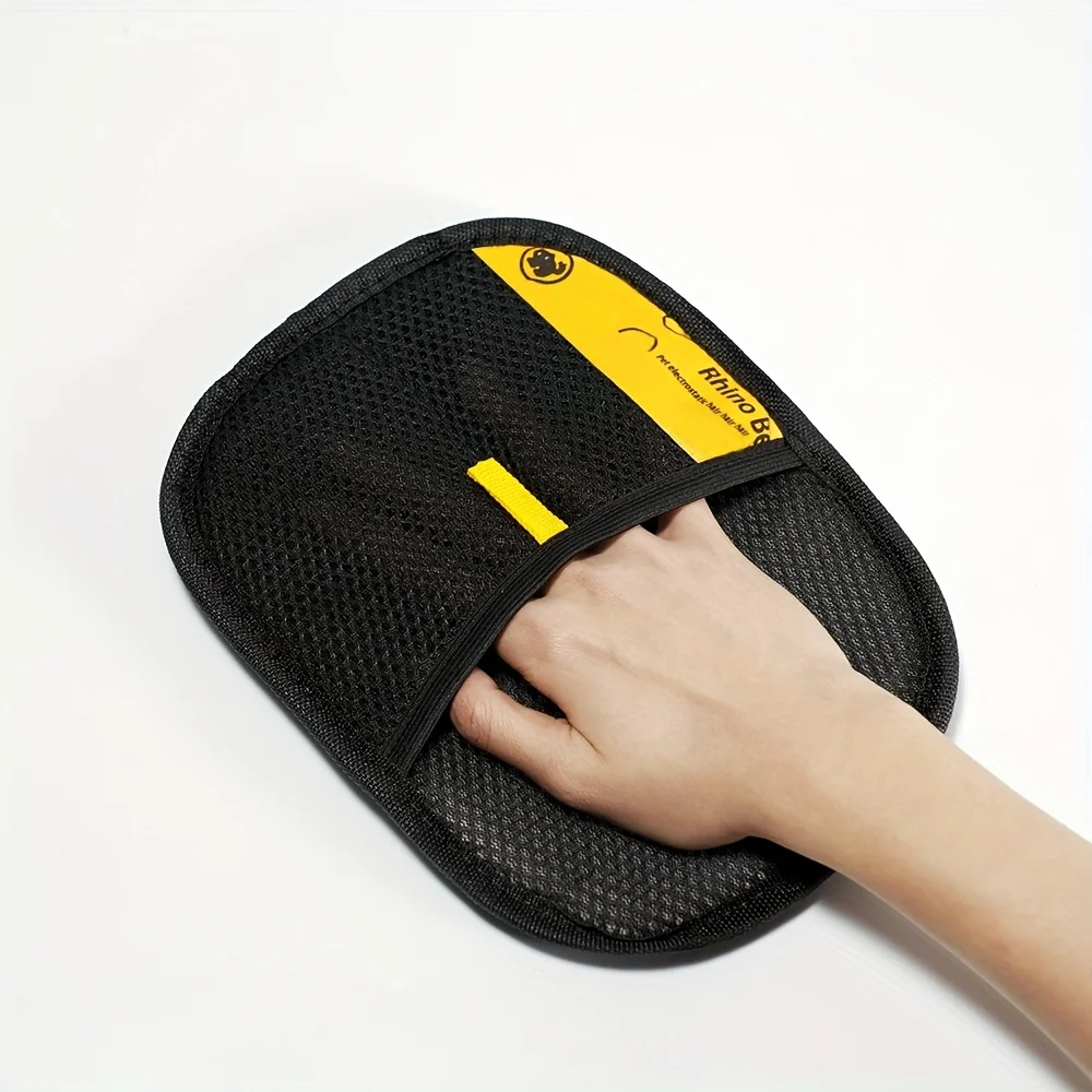 Upgrade Edition Large Pet Static Hair Removal Gloves - Black Polypropylene Cat Grooming Gloves with Yellow Accents Upgrade Edition Large Pet Static Hair Removal Gloves - Black Polypropylene Cat Grooming Gloves with Yellow Accents