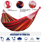1-2 Person Cotton Rainbow Hanging Bed Capacity Stripe Hammock Swing Portable 260*80cm for Outdoor Indoor with Carry Bag 3