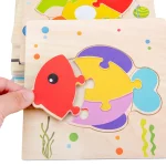 Baby Wooden 3D Puzzles Tangram Shapes Learning Educational Cartoon Animal Intelligence Jigsaw Toys For Children Gift 2