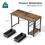 JHK 47IN Computer Desk with 2 Drawers For Study Office Gaming Wood Table with Adjustable Position Drawers Modern Work Table 2