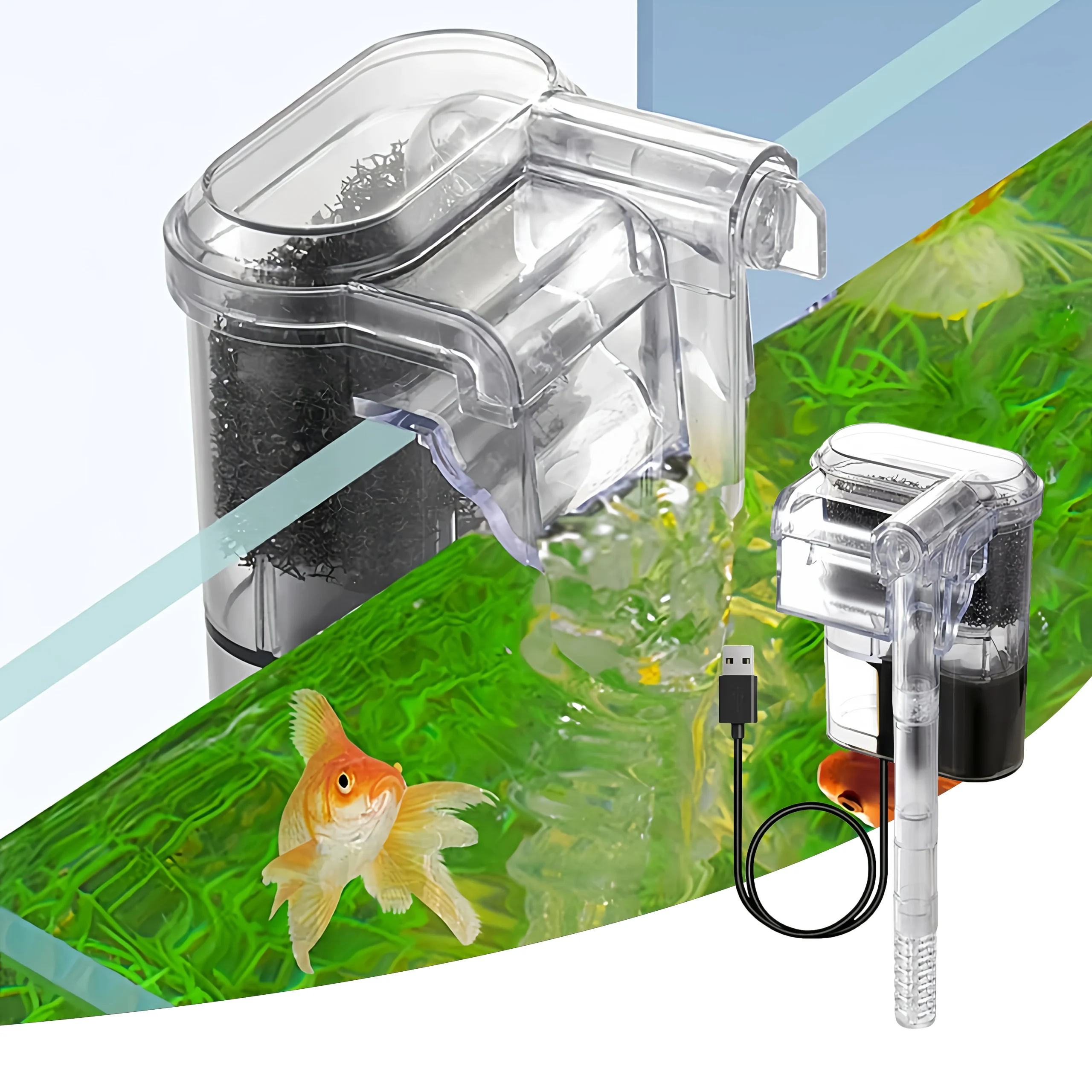 New Aquarium Hanging Filter Mini Filter Fish Tank USB power interface 2.5W Flow 250H/L Suitable for fish tanks below 30cm New Aquarium Hanging Filter Mini Filter Fish Tank USB power interface 2.5W Flow 250H/L Suitable for fish tanks below 30cm