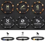 12 Zodiac Bracelets Natural Stone Cancer Virgo Leo Libra Bracelet Couples Friendship Gifts Bracelets jewelry pulsera hombre 4