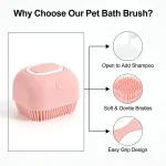 Pet Massage Brush Shampoo Dispenser Soft Silicone Brush Rubber Bristle for Dogs and Cats Shower Grooming Tool 3