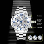 reloj hombre Luxury Business Men Watchs Stainless Steel Quartz WristWatch Male Leather Calendar Luminous Clock relogio masculino 2