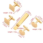 Men Cufflinks Tie Clip Set Stainless Steel 15mm Round and Square Blank Cufflinks With Tie Clip Set Men's Gift for Husband 6