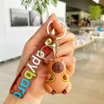 Cute Capybara Rodent PVC Pendant Keychain - Simulation Capybara with Turtle Design Anime Keyring for Cute Animal Lovers 6