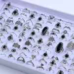 20/30Pcs/Lot Vintage Boho Glass Turquoise Rings Fashion Women Vacation Style Daily Festival Jewelry Party Decoration Gifts 2