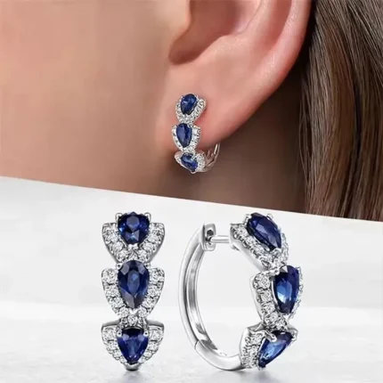Crystal-Like Synthetic Gemstone Embellished Hoop Earrings - Elegant Minimalist Design for Banquet & Party, Women's Jewelry Gift