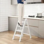Compact Indoor Thickening Kitchen Step Stools Foldable Attic Roof Step Ladders Agility White Escalera Plegable Home Furniture 2