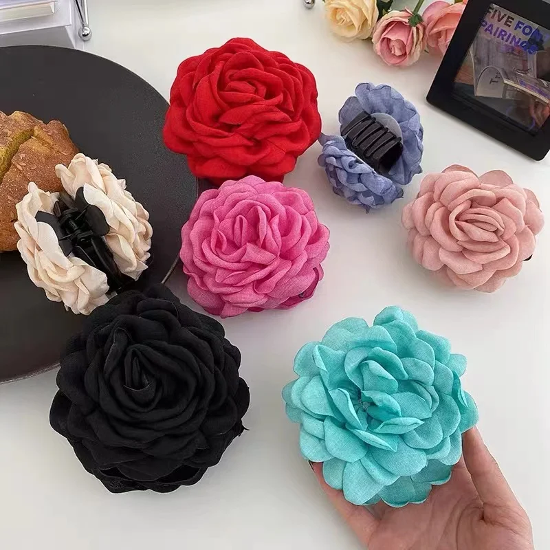 1/2/6pcs Stereoscopic Rose Flower Hair Clip Fpr Women Elegant Back of The Head Hair Shark Clip Fashionable Girl Hair Accessories 1/2/6pcs Stereoscopic Rose Flower Hair Clip Fpr Women Elegant Back of The Head Hair Shark Clip Fashionable Girl Hair Accessories