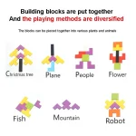 1 Set Wooden Blocks Puzzle Brain Teasers Toy Tangram Jigsaw Intelligence Colorful 3D Russian Blocks Montessori Educational 4
