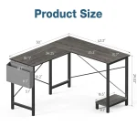 JHK Gaming Corner 50 Inch Office Writing PC Wooden Table with CPU Storage Shelf & Side Bag for Home Office Bedroom Small Space 5