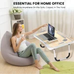 Extra-large multifunctional folding desk, portable multi-color wooden laptop bed desk with cup holder, suitable for work, readin 2