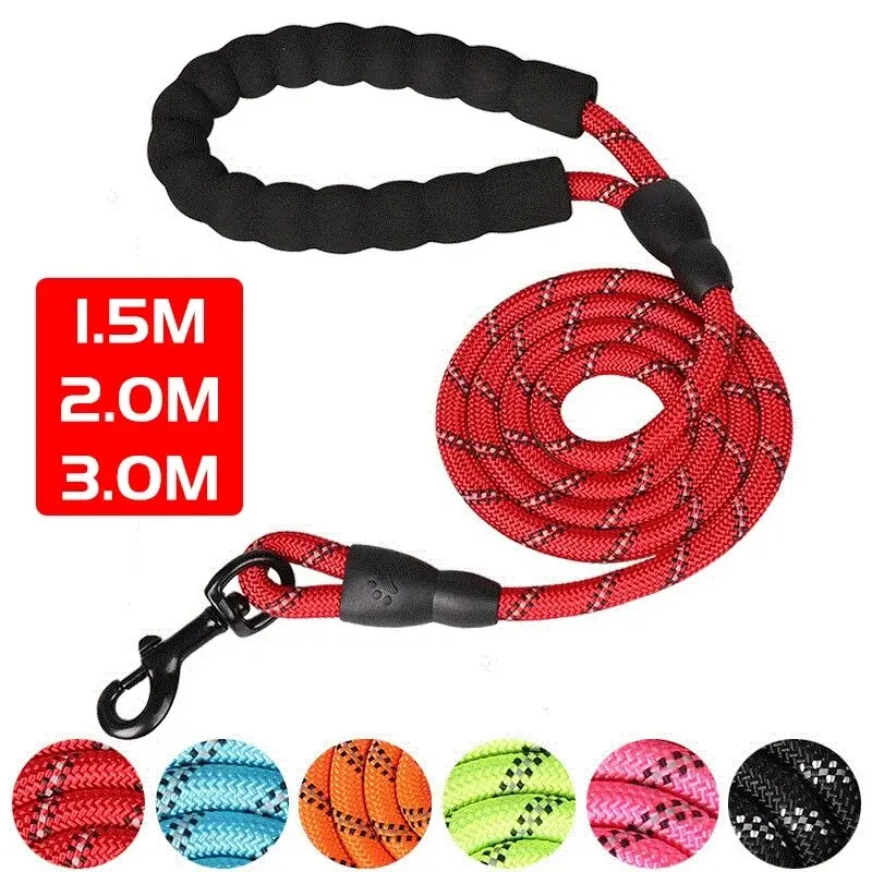 Reflective Dog Leash With Comfortable Padded Handle - Double Heavy Duty Traction Rope For Strong Dogs - Enhance Safety And Contr Reflective Dog Leash With Comfortable Padded Handle - Double Heavy Duty Traction Rope For Strong Dogs - Enhance Safety And Contr