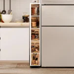 20cm Slim Storage Cabinet, 3/4/5-Tier Narrow Rolling Organizer with Wheels, Space-Saving Shelf  White Multi-Purpose Storage 3