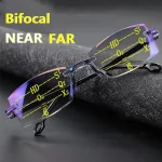 Intelligent Zoom Anti-blue Light Reading Glasses Frameless Cutting Edge Presbyopic Glasses Men and Women Presbyopic Glasses 3