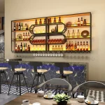 Drinks Bar Cabinet Portable Shelves Luxury Whiskey Iron Wine Rack Outdoor Home Open Cabinets Display Vitrinas Full Bar Furniture 3