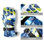 Winter Snowboard Ski Gloves PU Leather Non-slip Touch Screen Waterproof Motorcycle Cycling Fleece Warm Snow Gloves Unisex 4